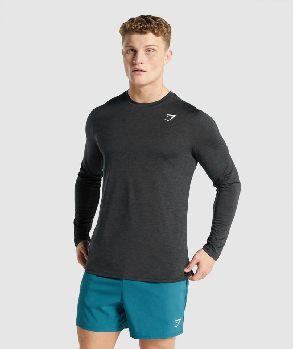 Long Sleeve Gymshark Arrival Marl Hombre Negras | CO 3505OKI